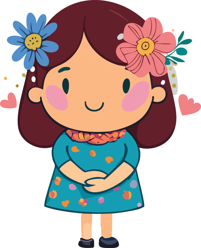 little girl with flower. Generated AI png