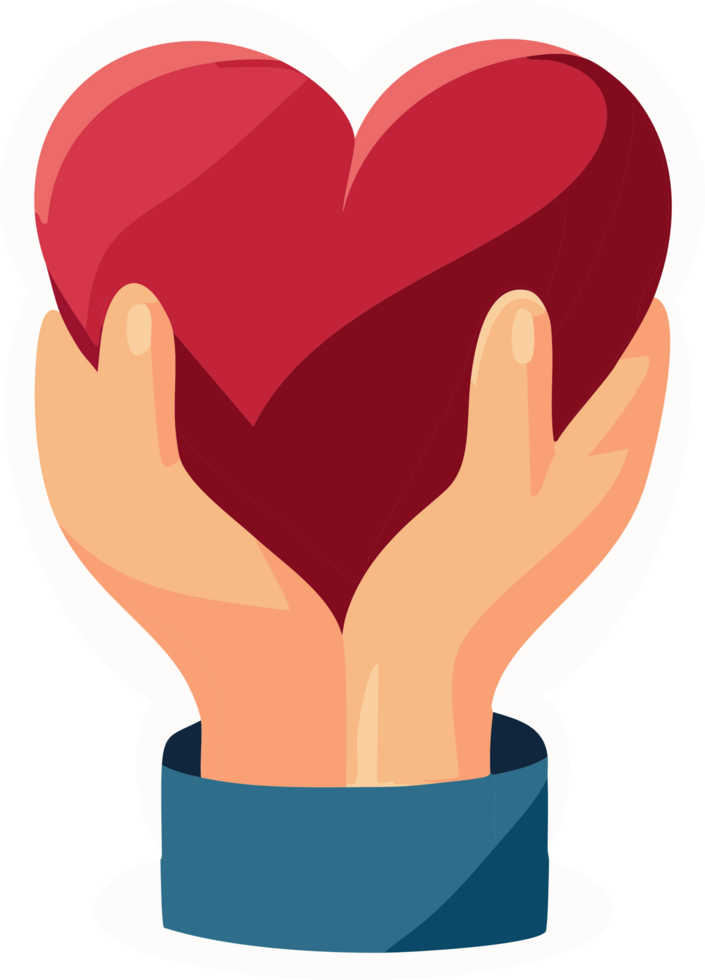 two hands holding heart. Generated AI png