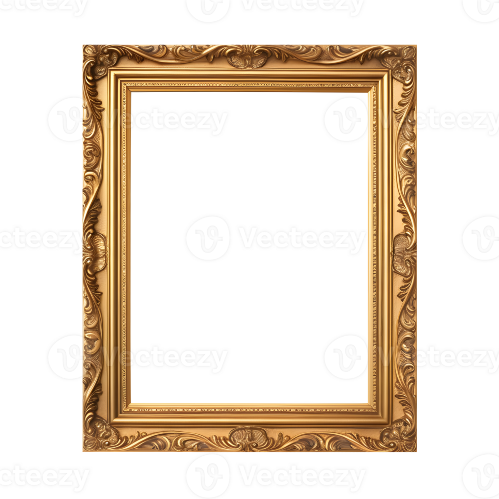 Blank frame for picture or image with vintage border without background. Template for mockup png