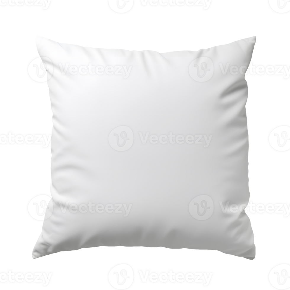 Top view photo of clean white pillow without background. Template for mockup png