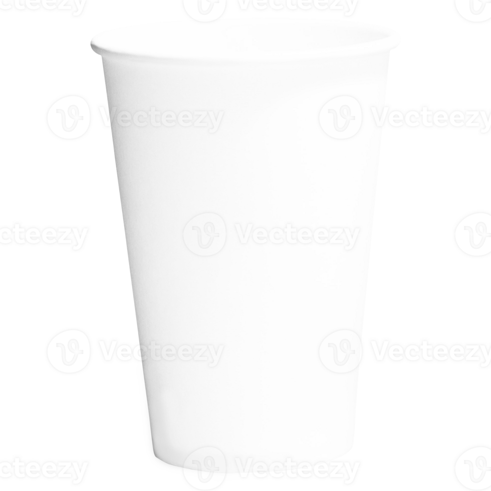 Clean and blank white paper cup for coffee without background. Template for mockup. Without lid png