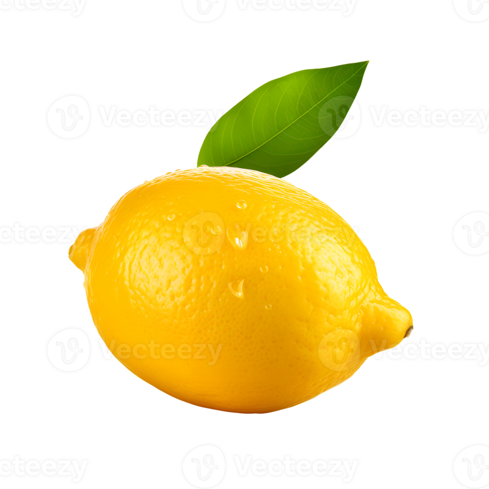Close-up photo of fresh and tasty yellow lemon without background png