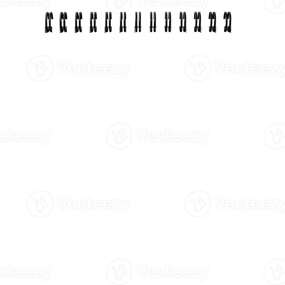 Blank and white notebook with spiral without background. Template for mockup png