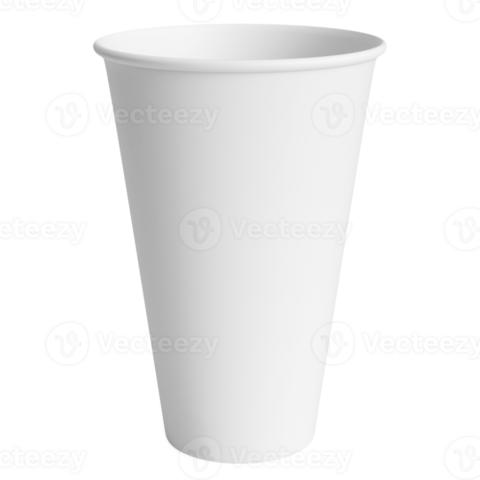 Clean and blank white paper cup for coffee without background. Template for mockup. Without lid png