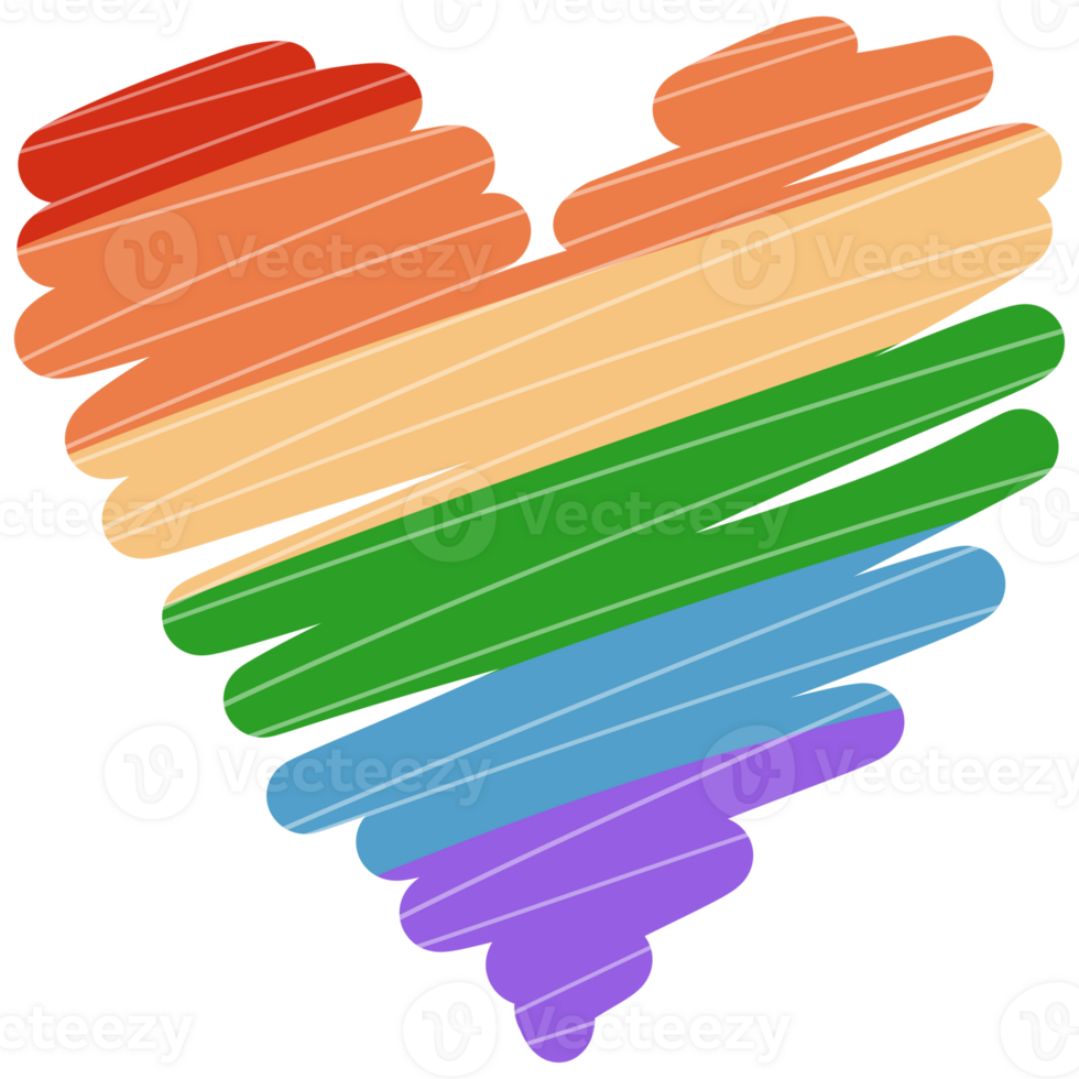 Illustration of a heart with rainbow colors png