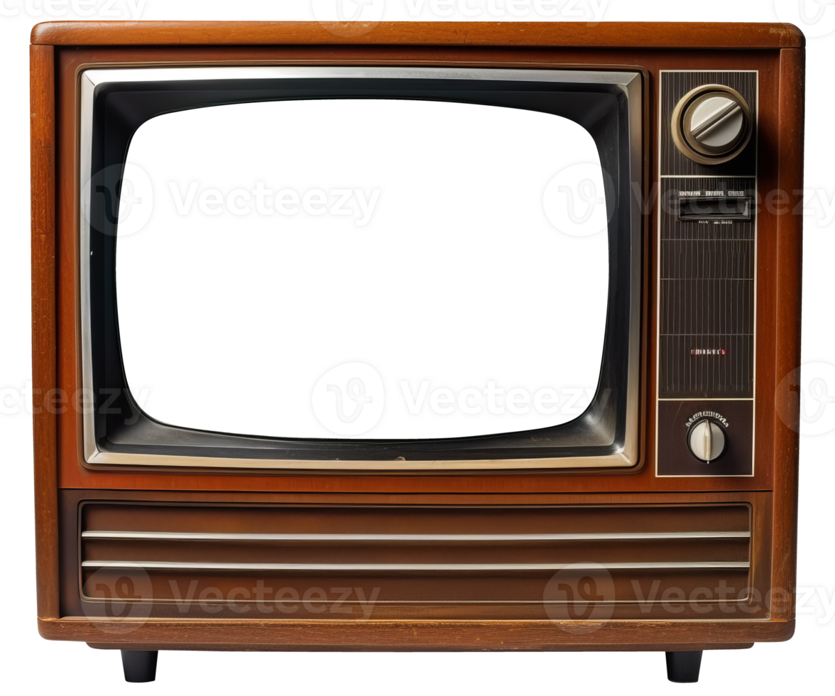 Retro TV on legs with a transparent screen. Buttons and switches. png