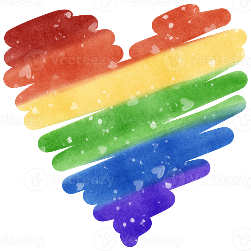 Illustration of a heart with rainbow colors png