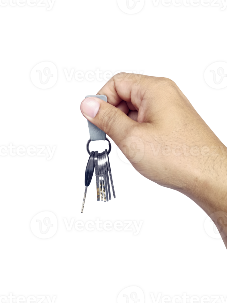 The man holds the keys in her hand, transparent background png