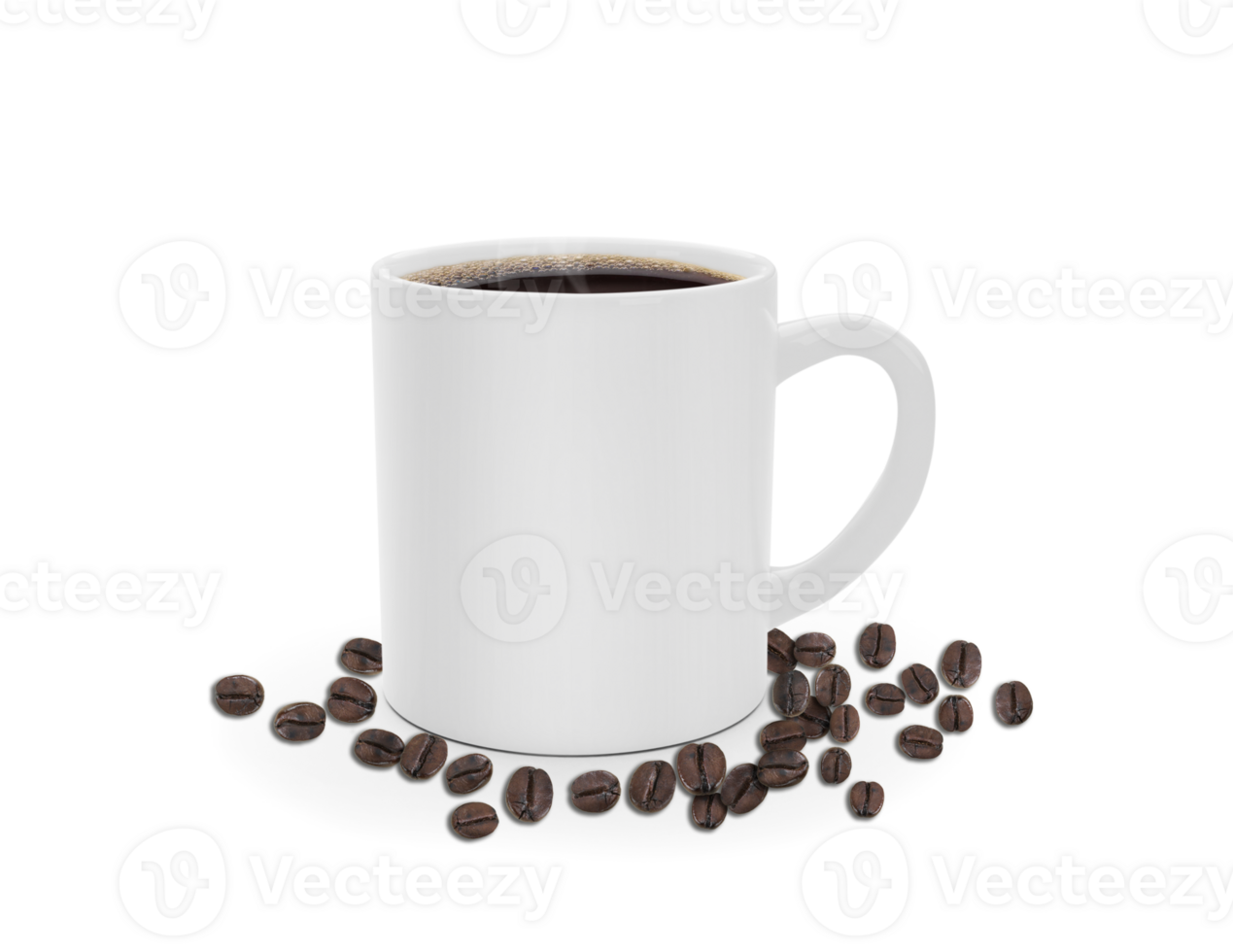 Coffee cup and beans, transparent background png
