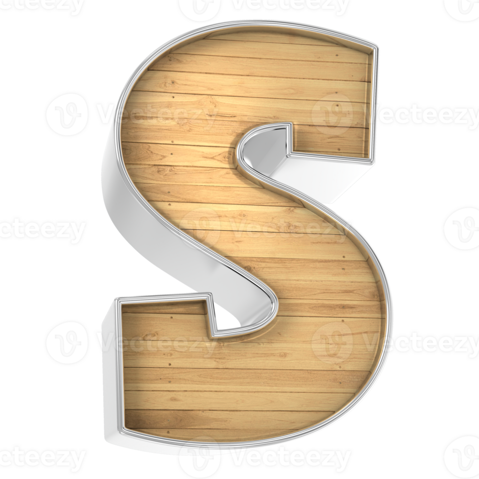 Wood Font S 3d render png