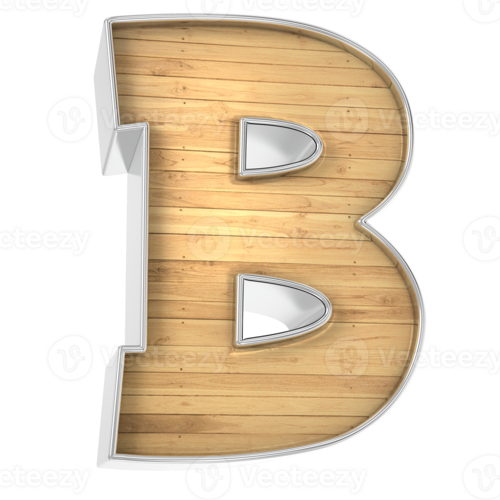 Wood Font B 3d render png