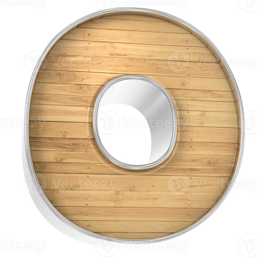 Wood Font O 3d render png