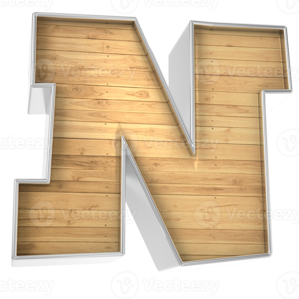 Wood Font N 3d render png