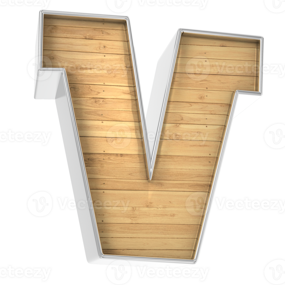 Wood Font V 3d render png