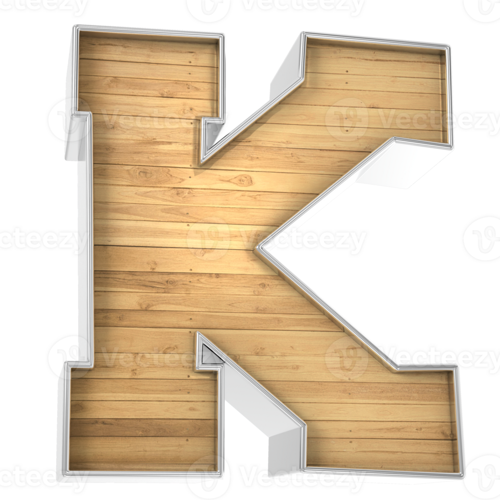 Wood Font K 3d render png