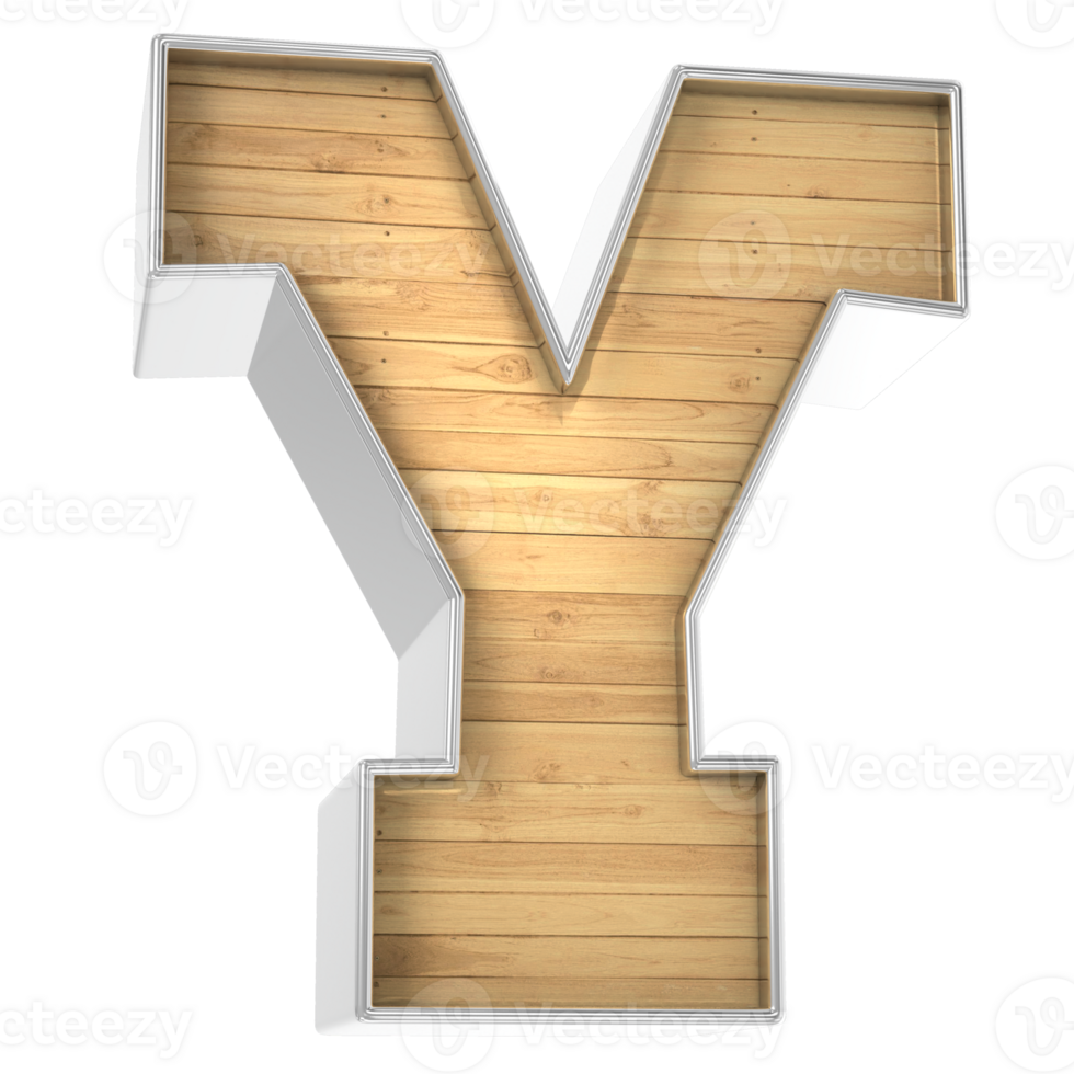 Wood Font Y 3d render png