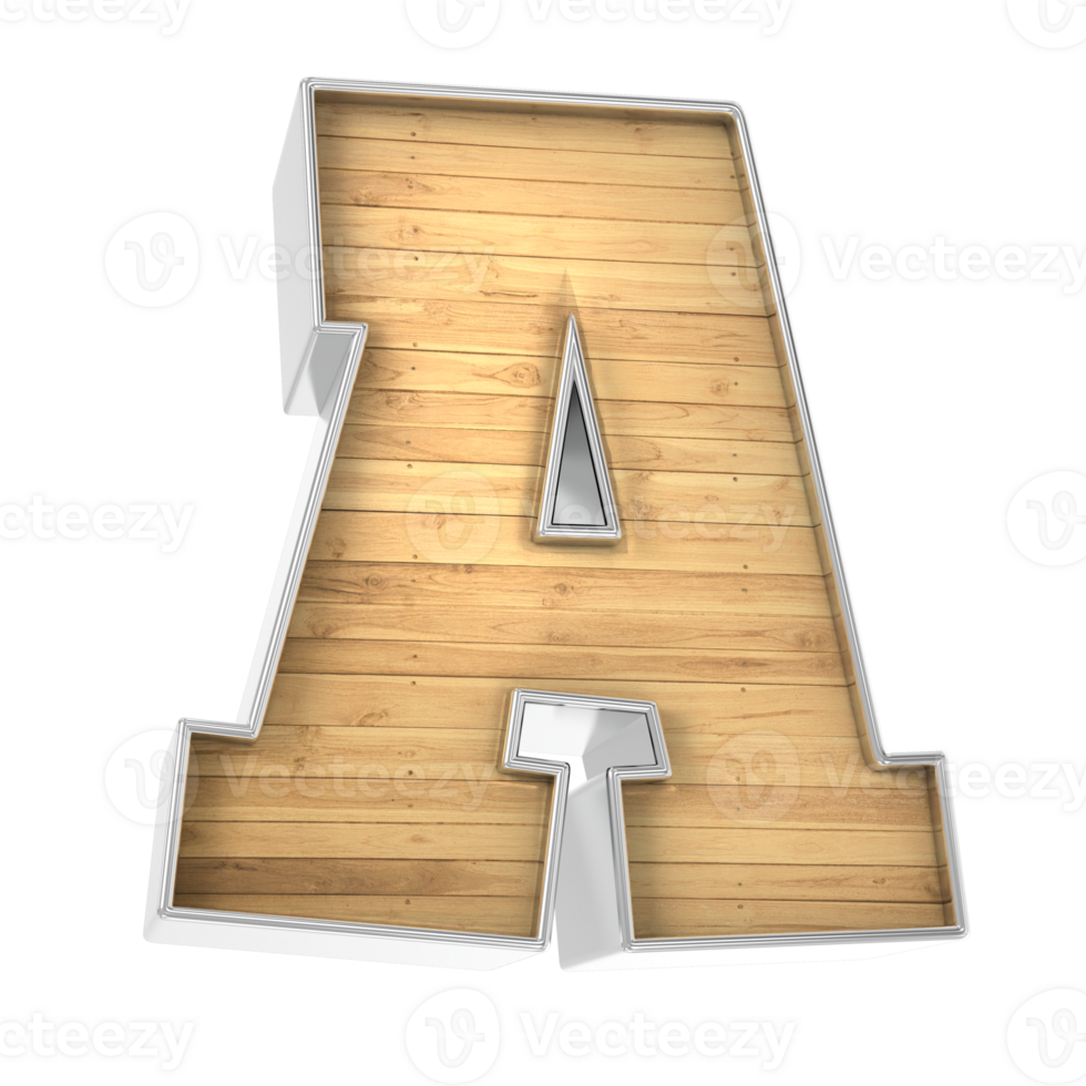 Wood Font A 3d render png