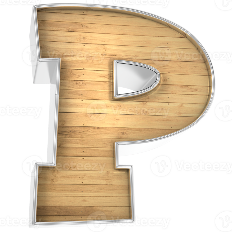 Wood Font P 3d render png