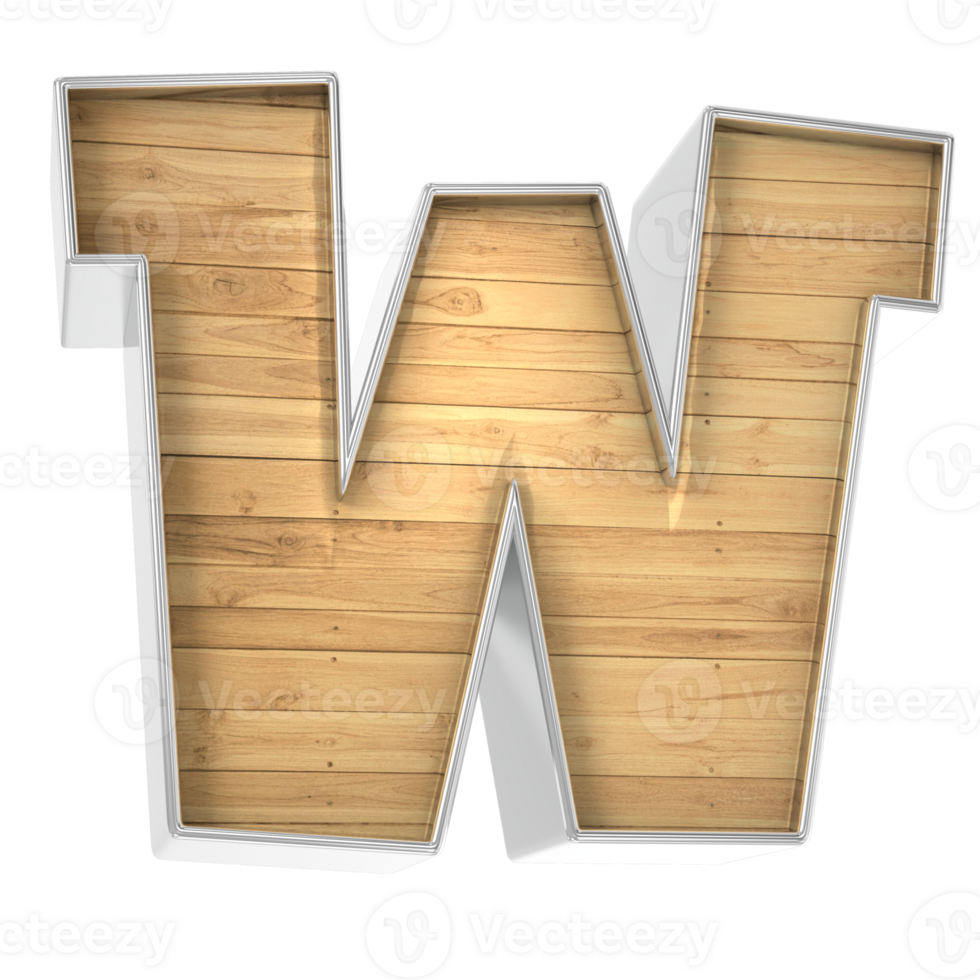 Wood Font W 3d render png