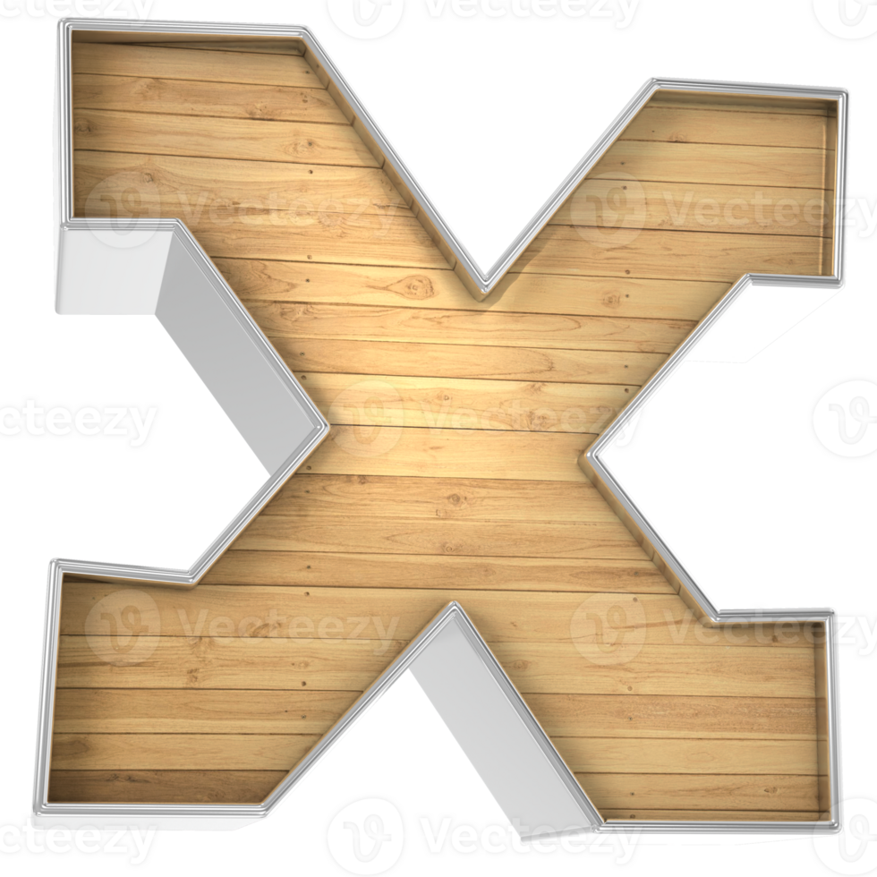 Wood Font X 3d render png