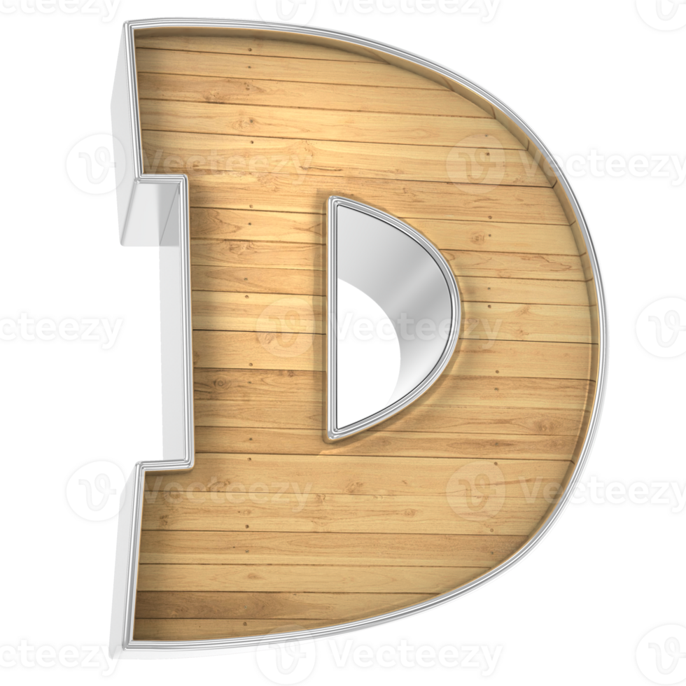 Wood Font D 3d render png