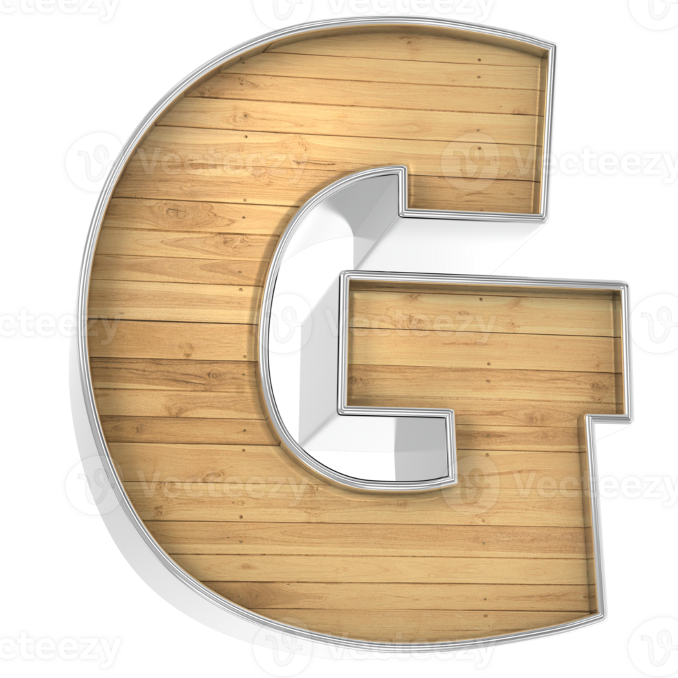 Wood Font G 3d render png