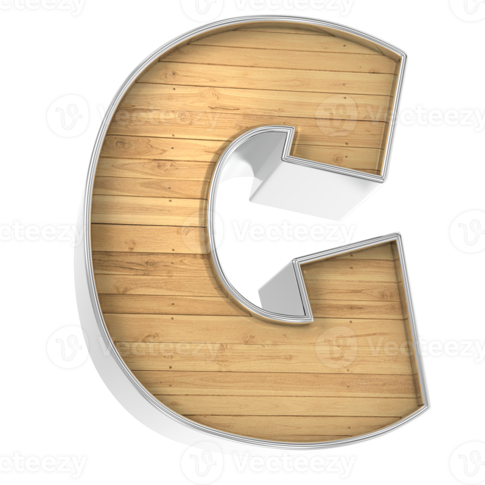 Wood Font C 3d render png