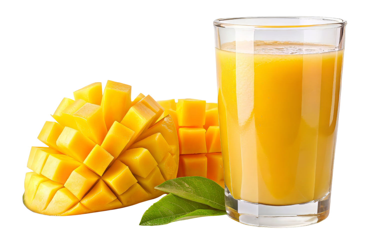 Refreshing Mango Juice and Slices, Cutout png