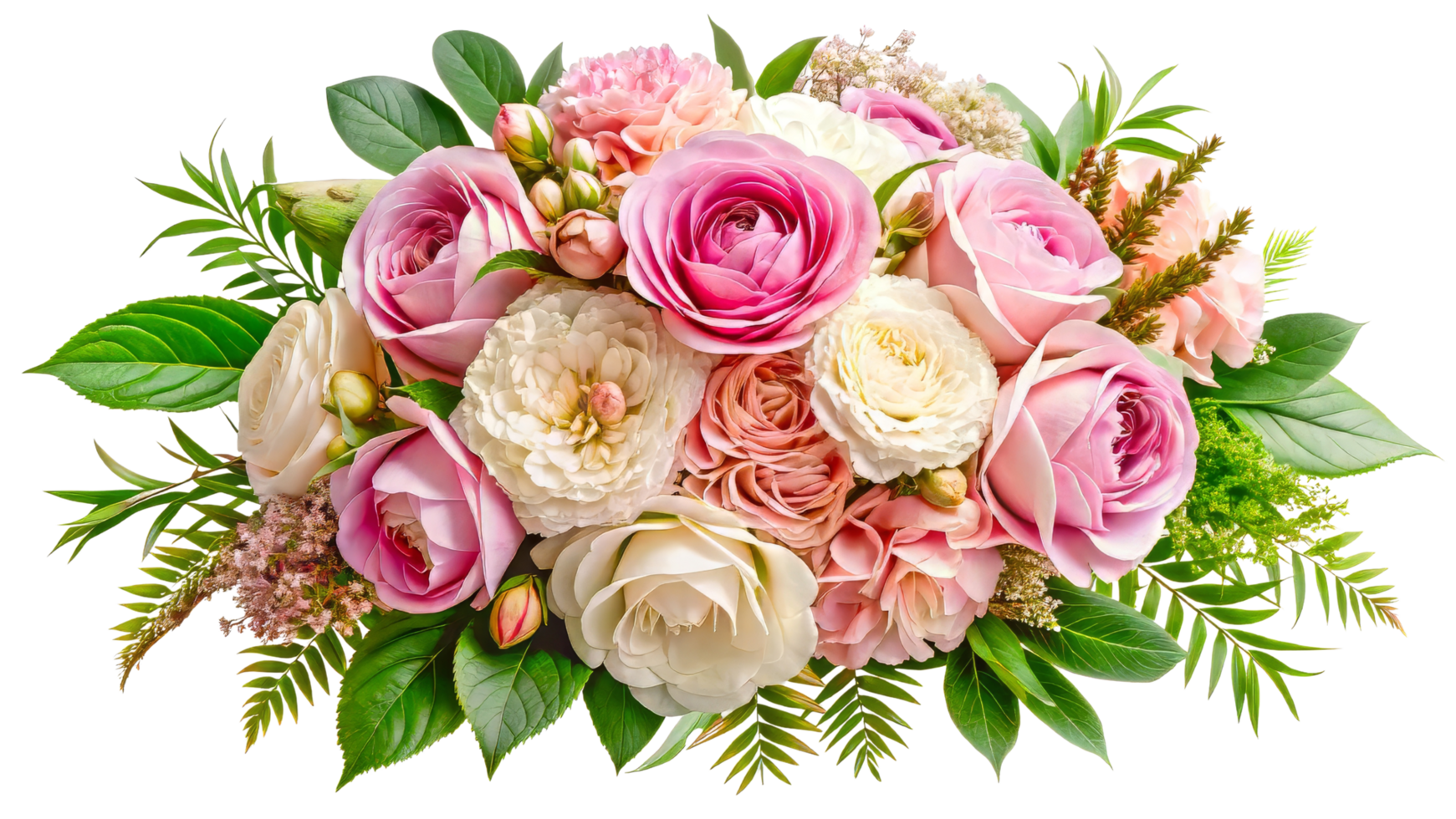 Bouquet With Pink Roses, Peonies, and Hydrangeas png