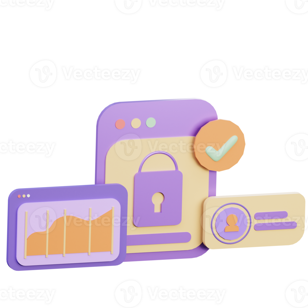 Password Protection 3D Icon Illustration for Web,App, etc png