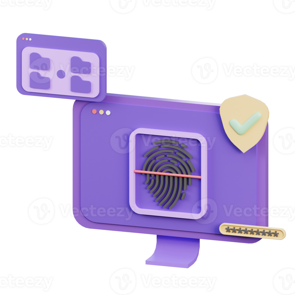 Finger Print Access 3D Icon Illustration for Web,App, etc png