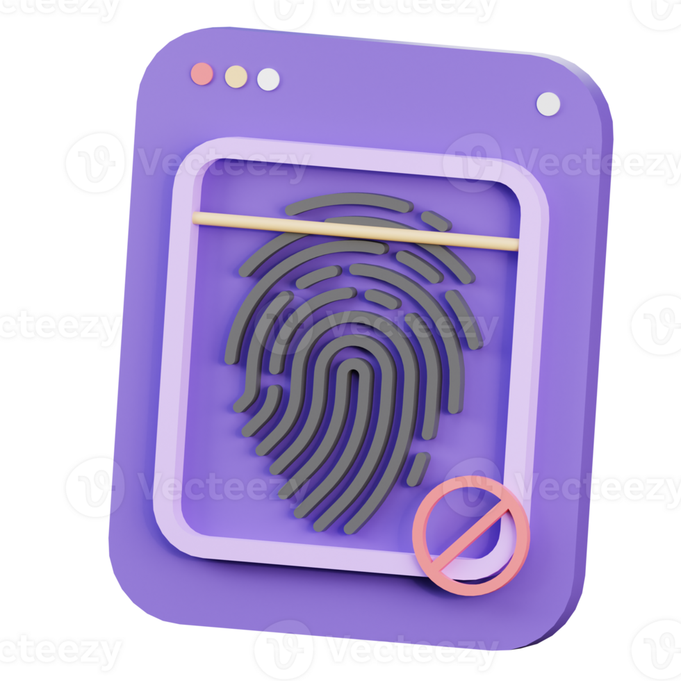Finger Print Access Denied 3D Icon Illustration for Web,App, etc png