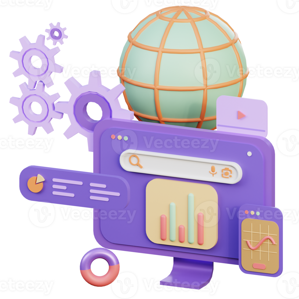 Global Search 3D Icon Illustration for Web,App, etc png