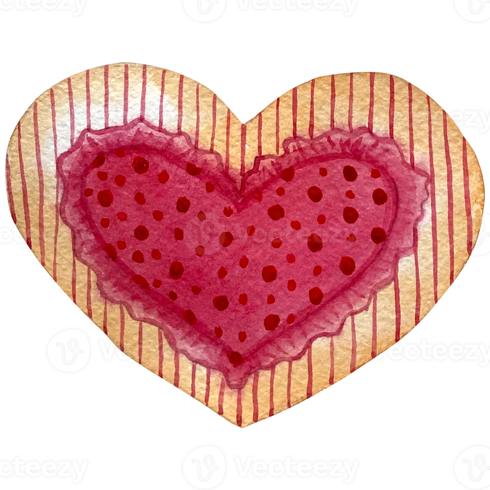 Watercolor hearts, valentine's day red, purple, violet hearts set. Happy Valentine's day card. Wooden and fabric hearts illustration set. Hand-drawn various. png