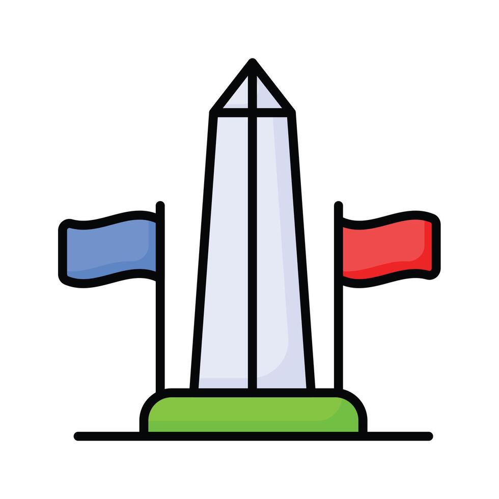 Well designed flat style icon of washington monument, united states landmark vector