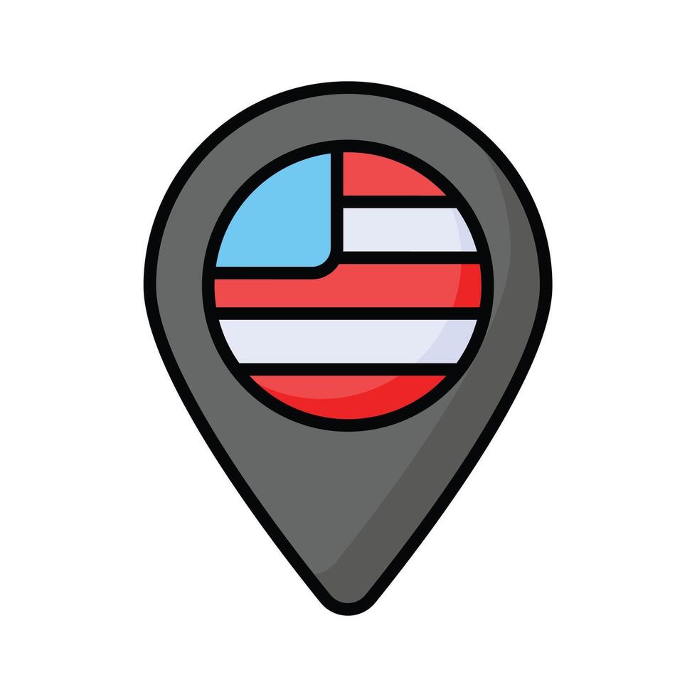 Usa flag inside location pin denoting, usa location design vector