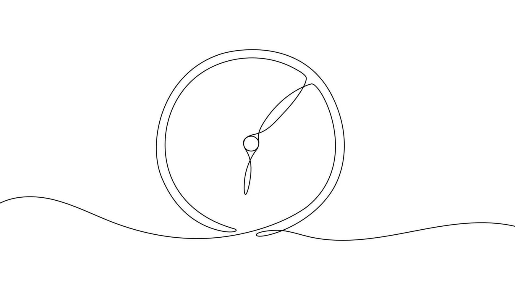 Clock continuous one line drawing on white background. Hand drawn alarm symbol. illustration vector