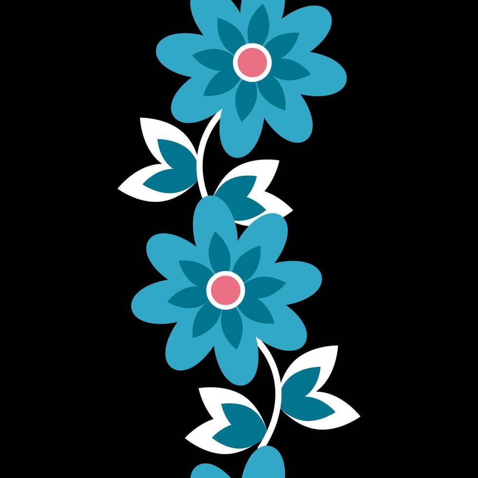 Bright ethnic Mexican flowers in a seamless border vector