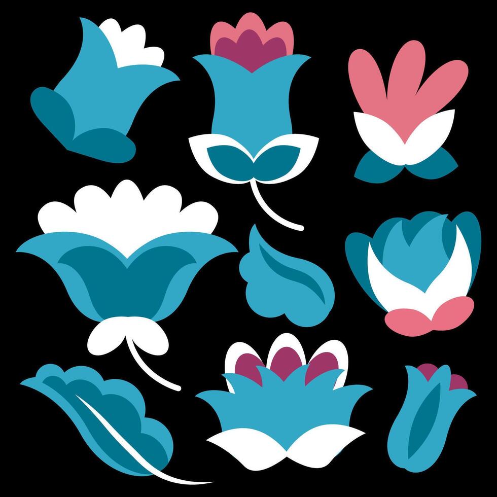 Set of different ethnic mexican flowers vector