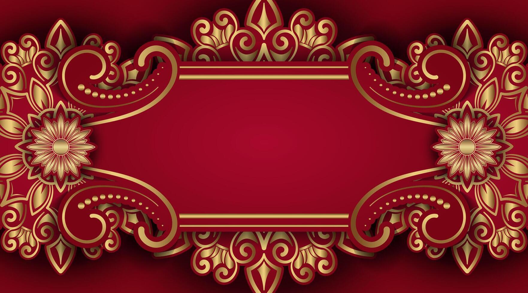 Red luxury background with mandala ornament vector