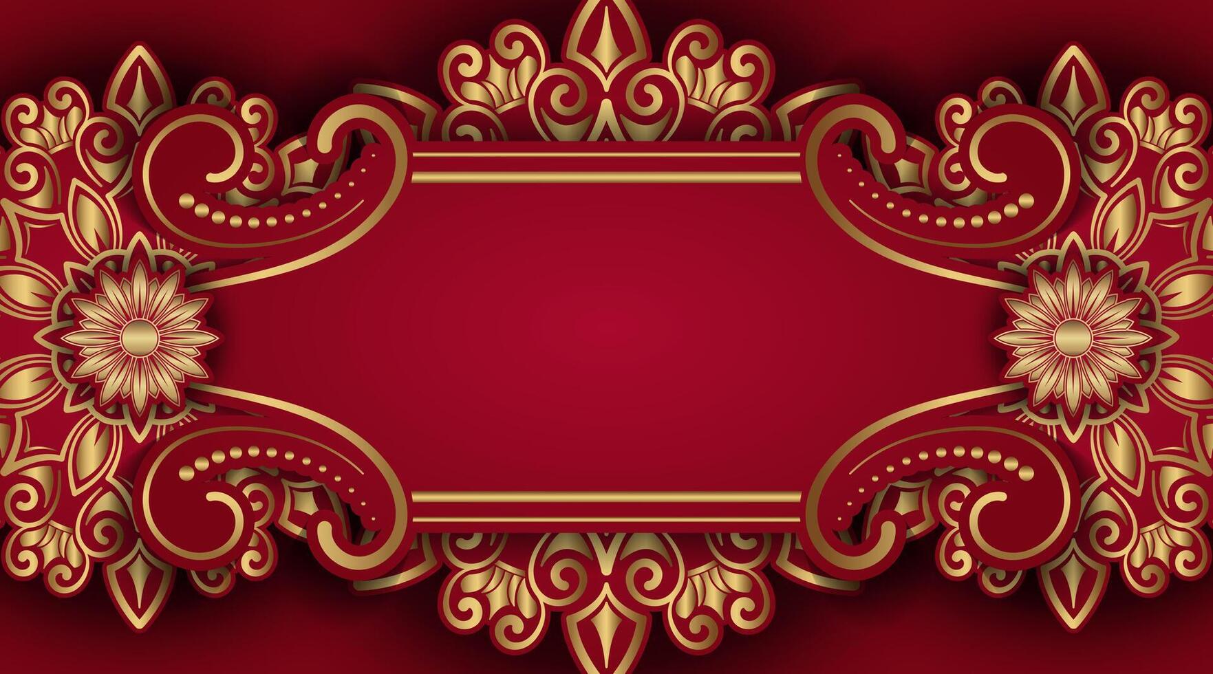 Red luxury background with mandala ornament vector