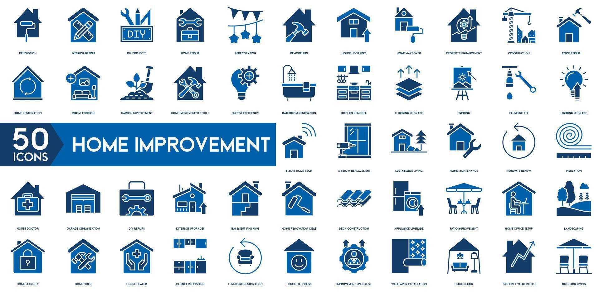 Home Improvement icon. Renovation, Interior Design, DIY Projects, Home Repair, Redecoration, Remodeling, House Upgrades, Home Makeover, Property Enhancement and Construction icon. vector
