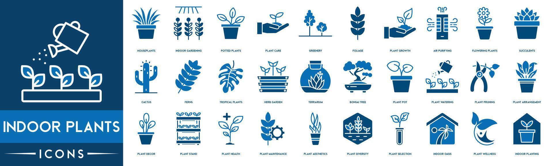 interior plantas icono. plantas de interior, interior jardinería, en conserva plantas, planta cuidado, verdor, follaje, planta crecimiento y aire purificación icono vector