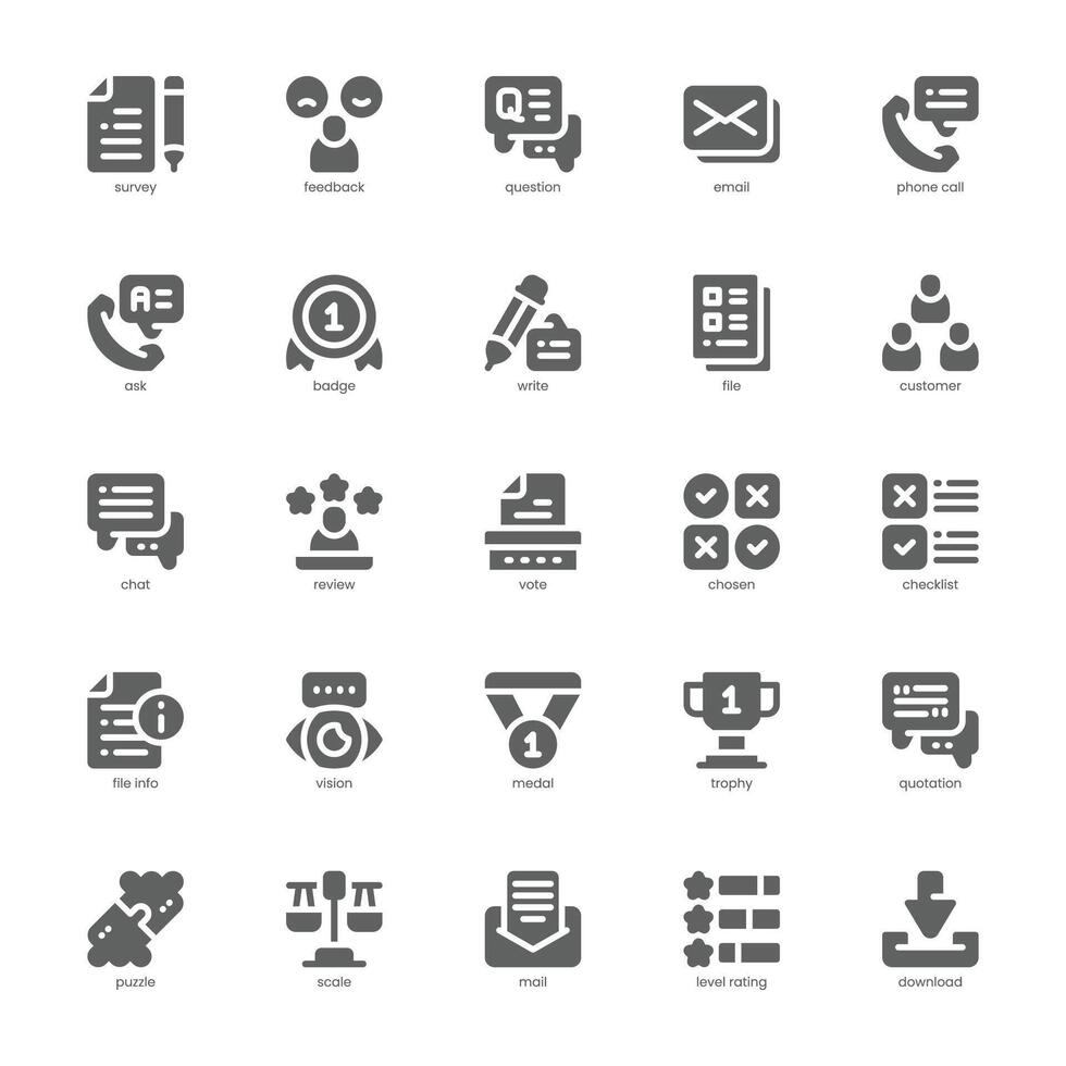 Survey and Feedback icon pack for your website, mobile, presentation, and logo design. Survey and Feedback icon glyph design. graphics illustration and editable stroke. vector