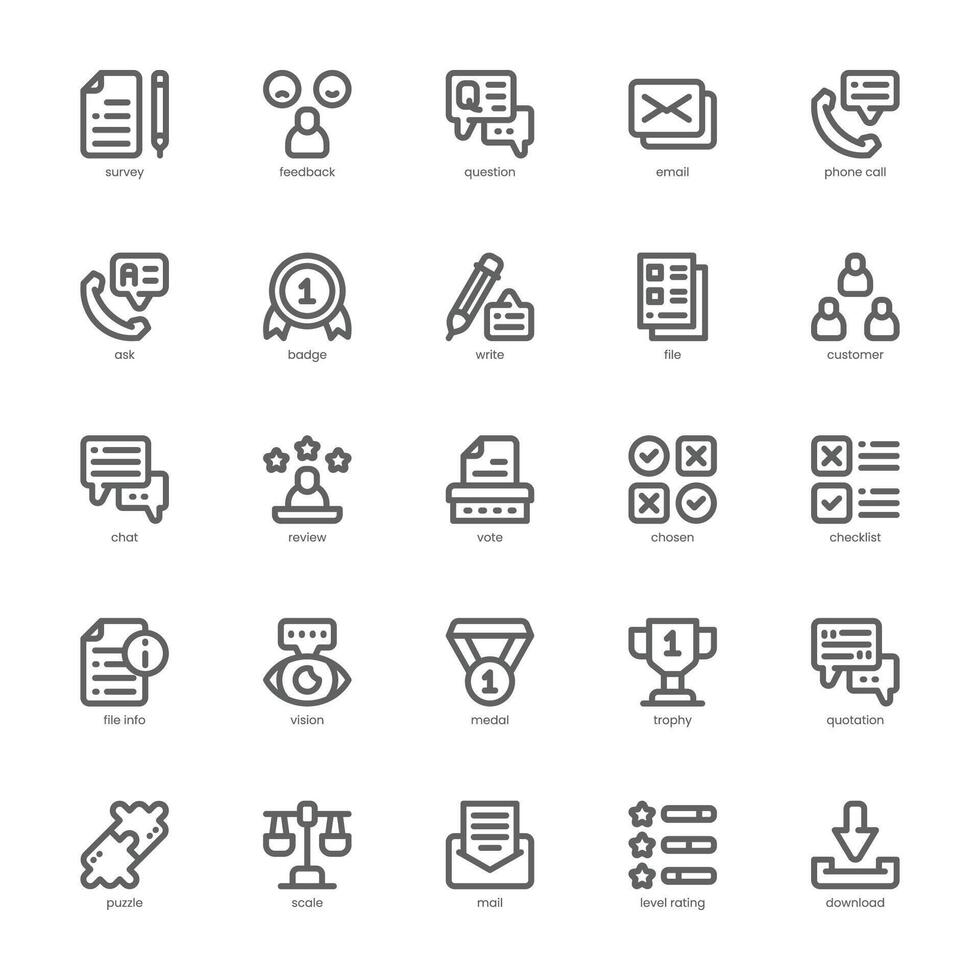 Survey and Feedback icon pack for your website, mobile, presentation, and logo design. Survey and Feedback icon outline design. graphics illustration and editable stroke. vector