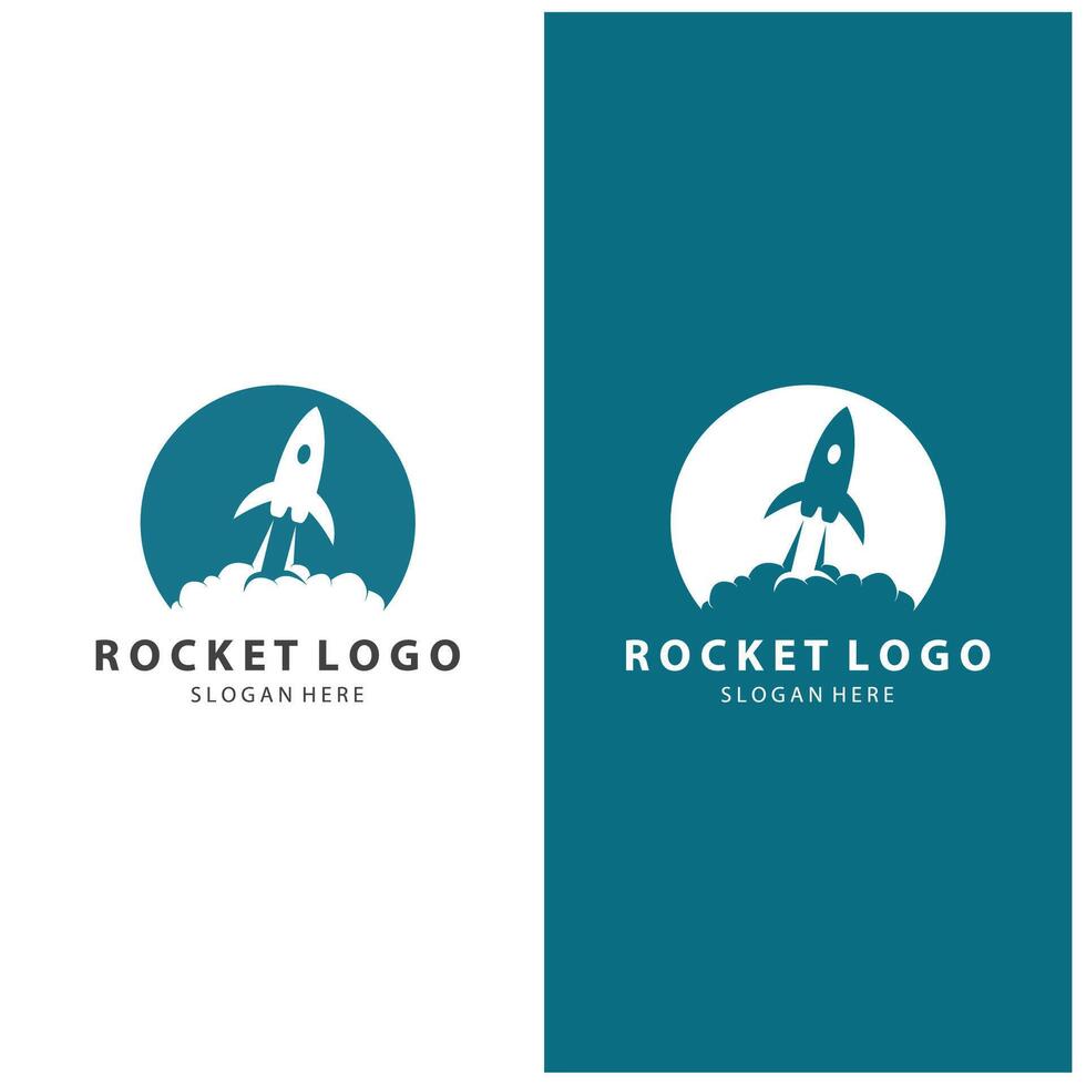 Creative and modern rocket logo starship launch template design vector