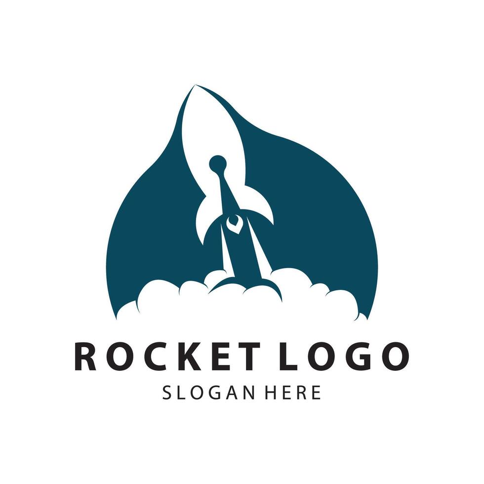 Creative and modern rocket logo starship launch template design vector