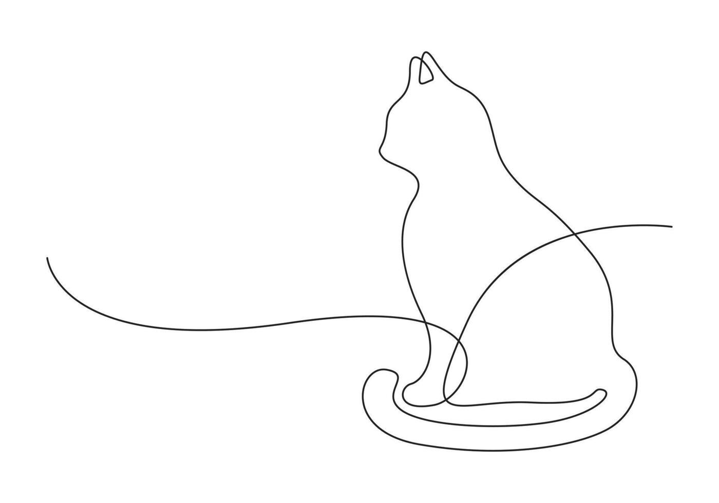 Cat in one continuous line drawing premium illustration vector