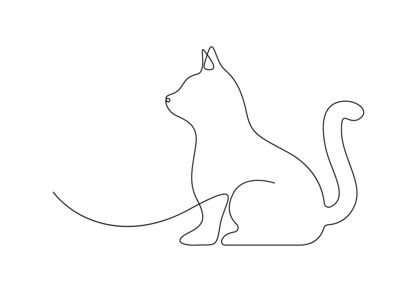 gato en uno continuo línea dibujo gratis ilustración vector