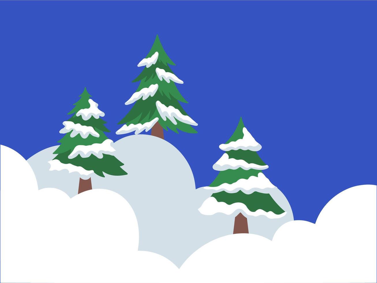 Christmas Snow Background with Tree vector